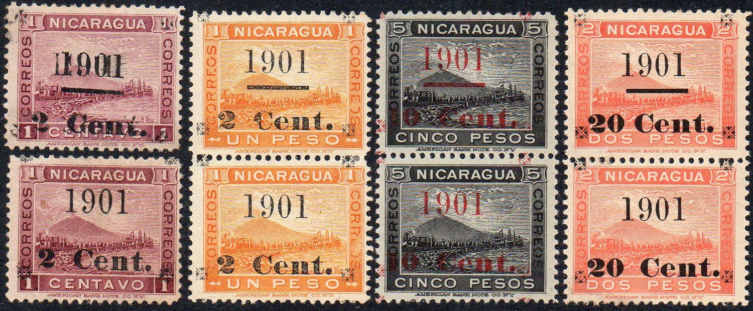 timbres-poste sellos postales stamps Nicaragua Momotombo Volcano & Train 1900